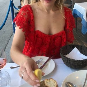 Red Boho Off the Shoulder Top